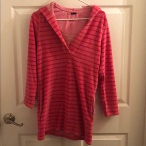 Boden sz S terry cover up w/shade of pink stripes